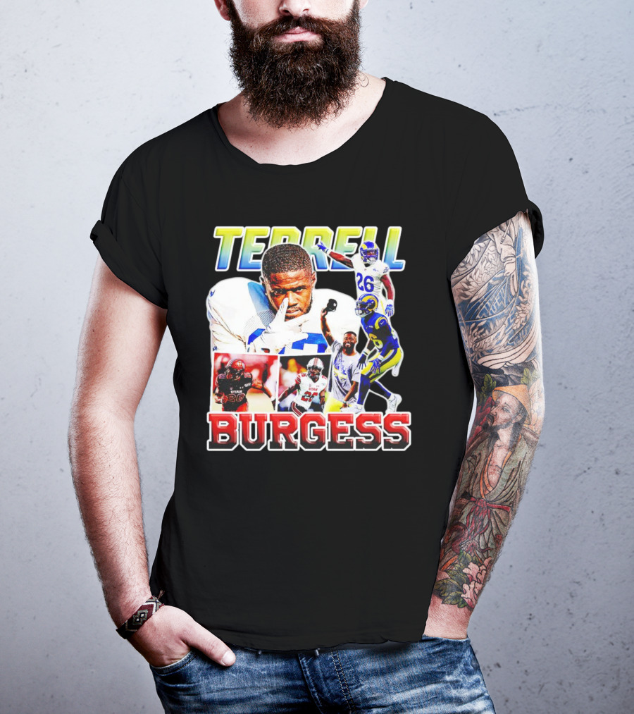 Terrell Burgess Los Angeles Rams Football Collage T-Shirt