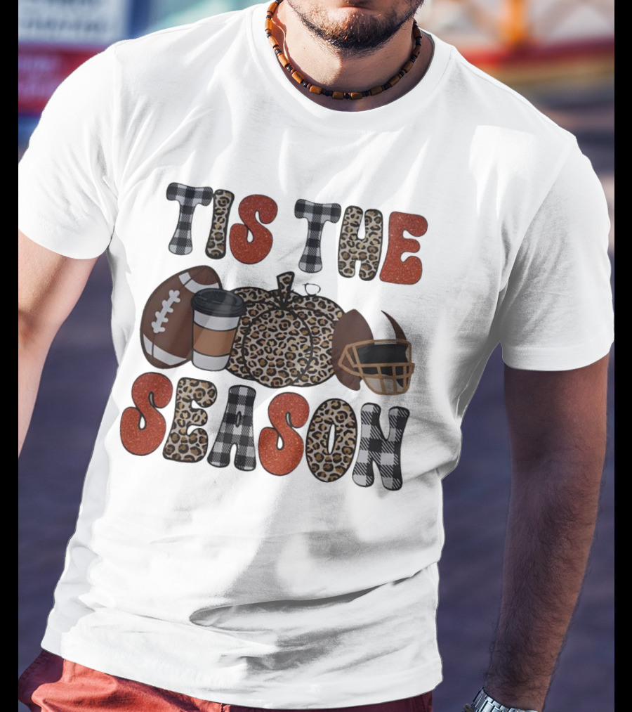 Tis The Season Football Pumpkin Coffee Helmet T-Shirt