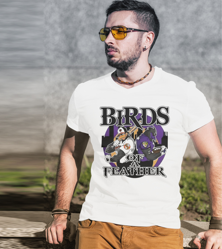 Birds Of A Feather Baltimore Ravens And Orioles T-Shirt