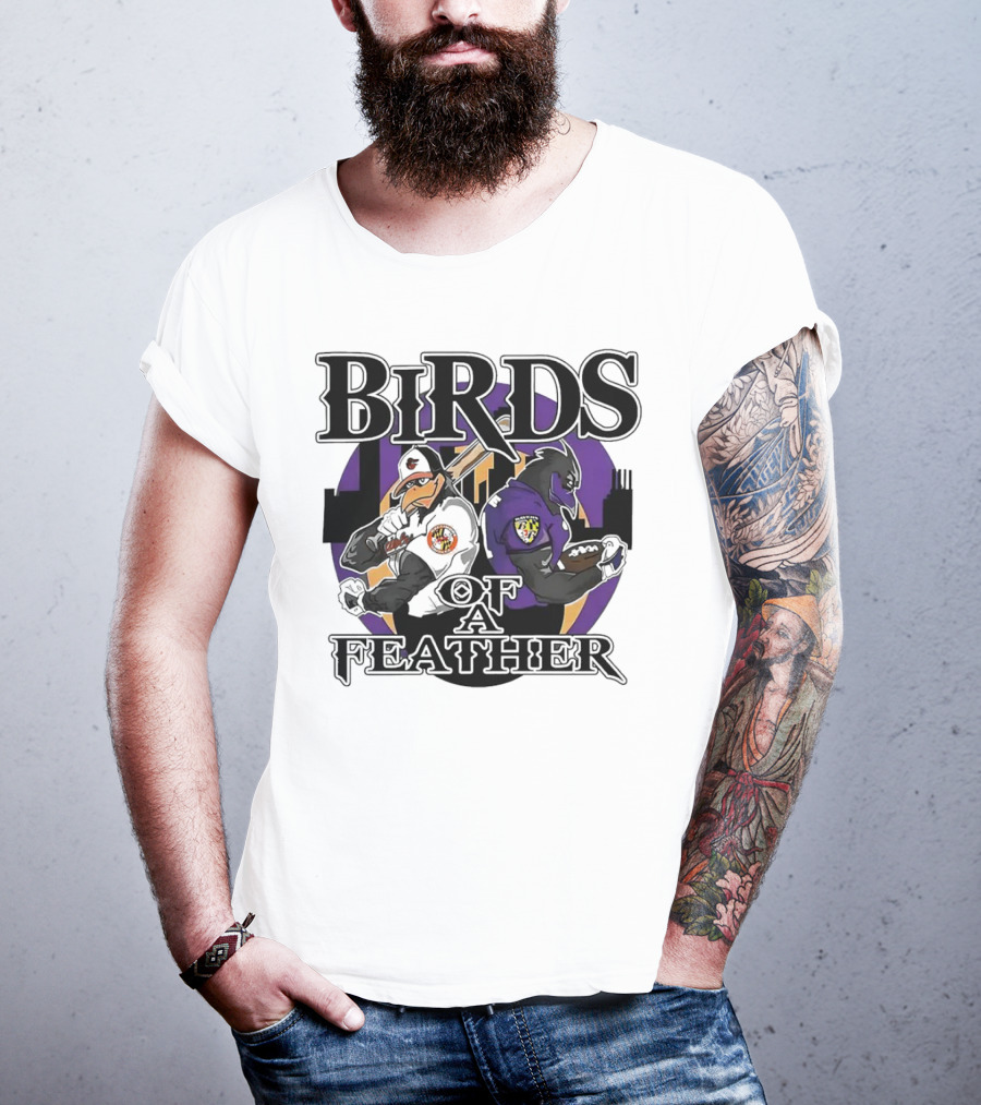 Birds Of A Feather Baltimore Ravens And Orioles T-Shirt