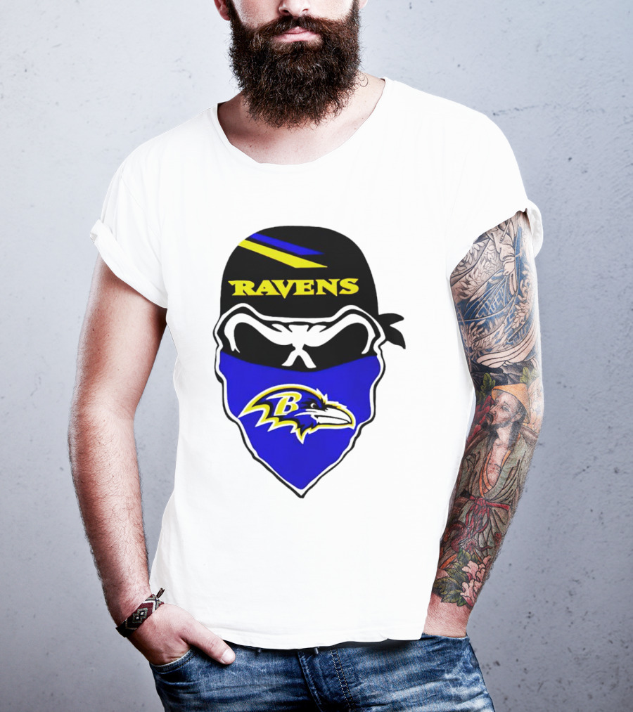 Ravens Skull Bandana Logo Baltimore Ravens T-Shirt
