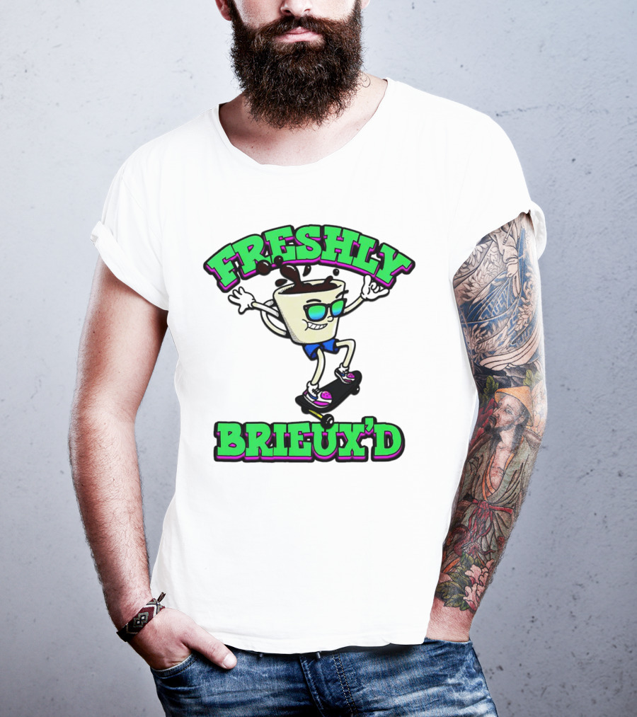 Freshly Brieux'd Skateboarding Cup Character T-Shirt