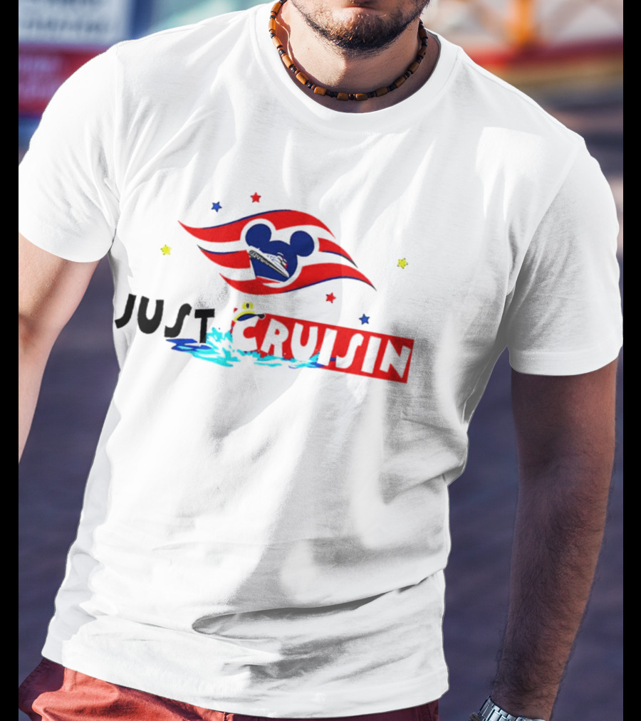 Just Cruisin Disney Cruise Mickey Silhouette Waves T-Shirt
