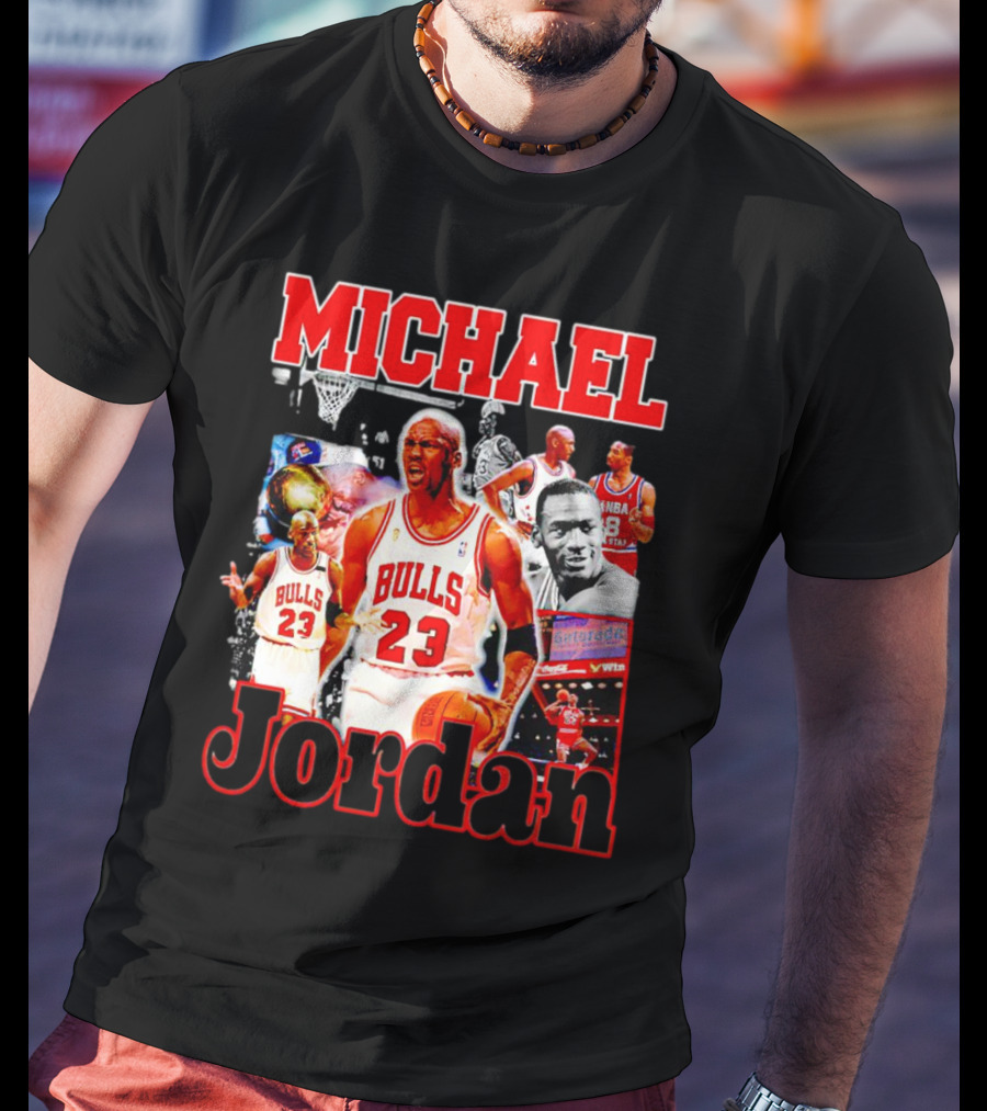 Michael Jordan Bulls 23 Basketball Legend Collage T-Shirt