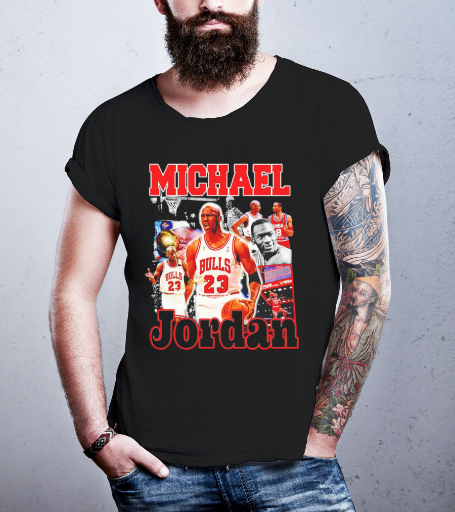 Michael Jordan Bulls 23 Basketball Legend Collage T-Shirt
