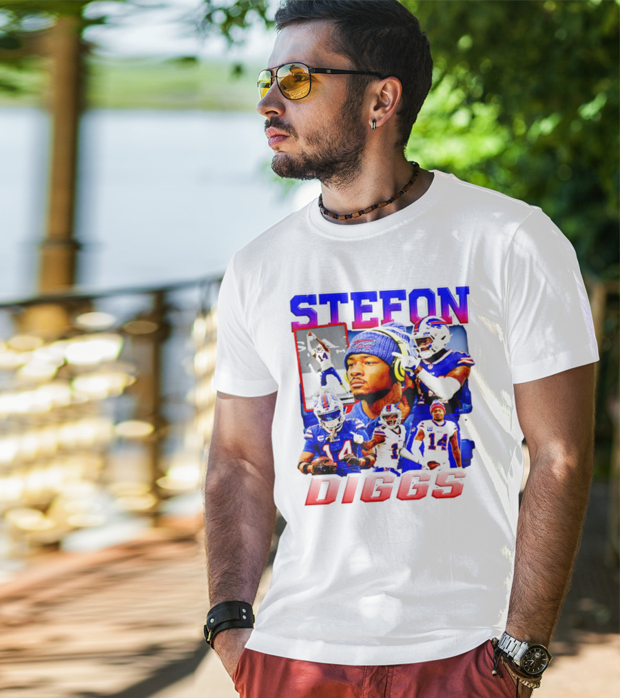 Stefon Diggs Buffalo Bills Football NFL Player Collage In Action T-Shirt