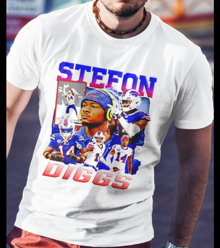 Stefon Diggs Buffalo Bills Football NFL Player Collage In Action T-Shirt