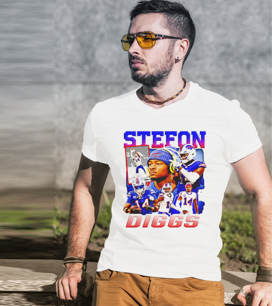 Stefon Diggs Buffalo Bills Football NFL Player Collage In Action T-Shirt