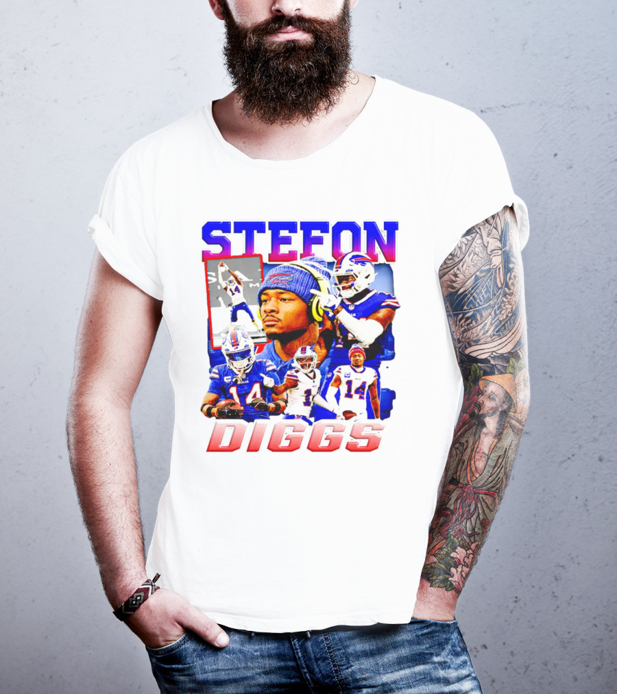 Stefon Diggs Buffalo Bills Football NFL Player Collage In Action T-Shirt