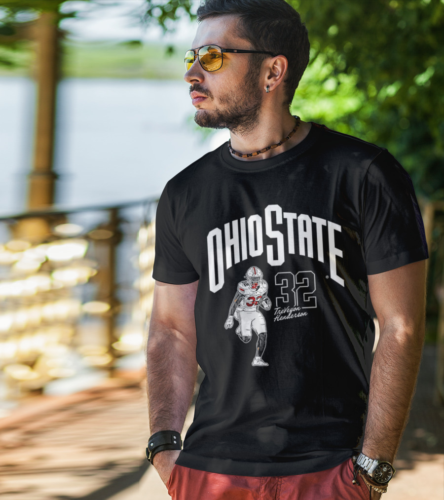 Ohio State Buckeyes Treveyon Henderson 32 Cartoon Player T-Shirt