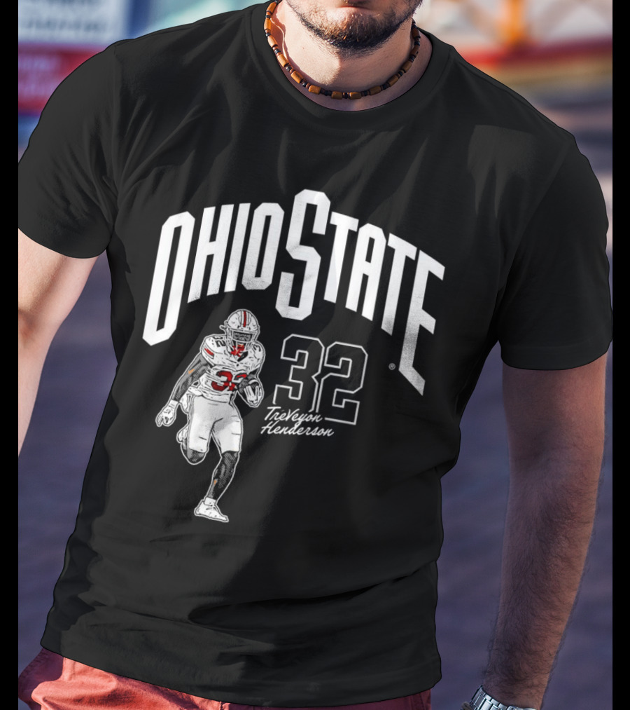 Ohio State Buckeyes Treveyon Henderson 32 Cartoon Player T-Shirt