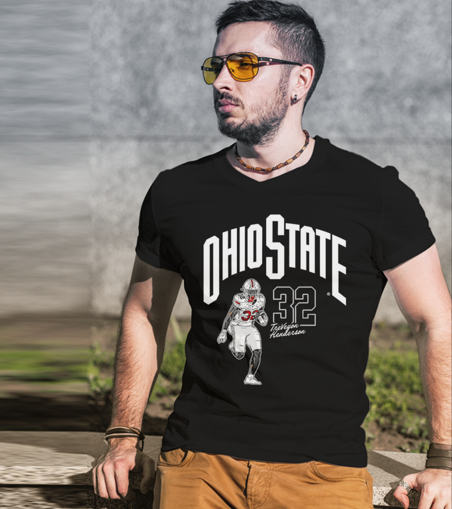 Ohio State Buckeyes Treveyon Henderson 32 Cartoon Player T-Shirt