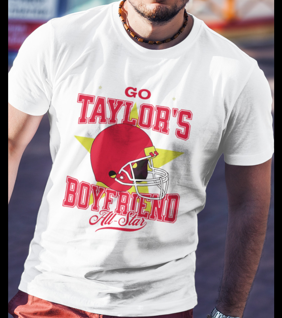 Go Taylor's Boyfriend All-Star Red Helmet Kansas City Chiefs T-Shirt