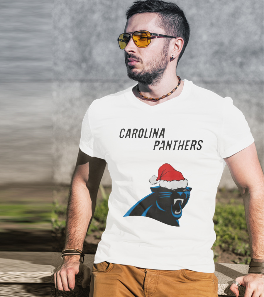 Carolina Panthers Christmas Santa Hat T-Shirt