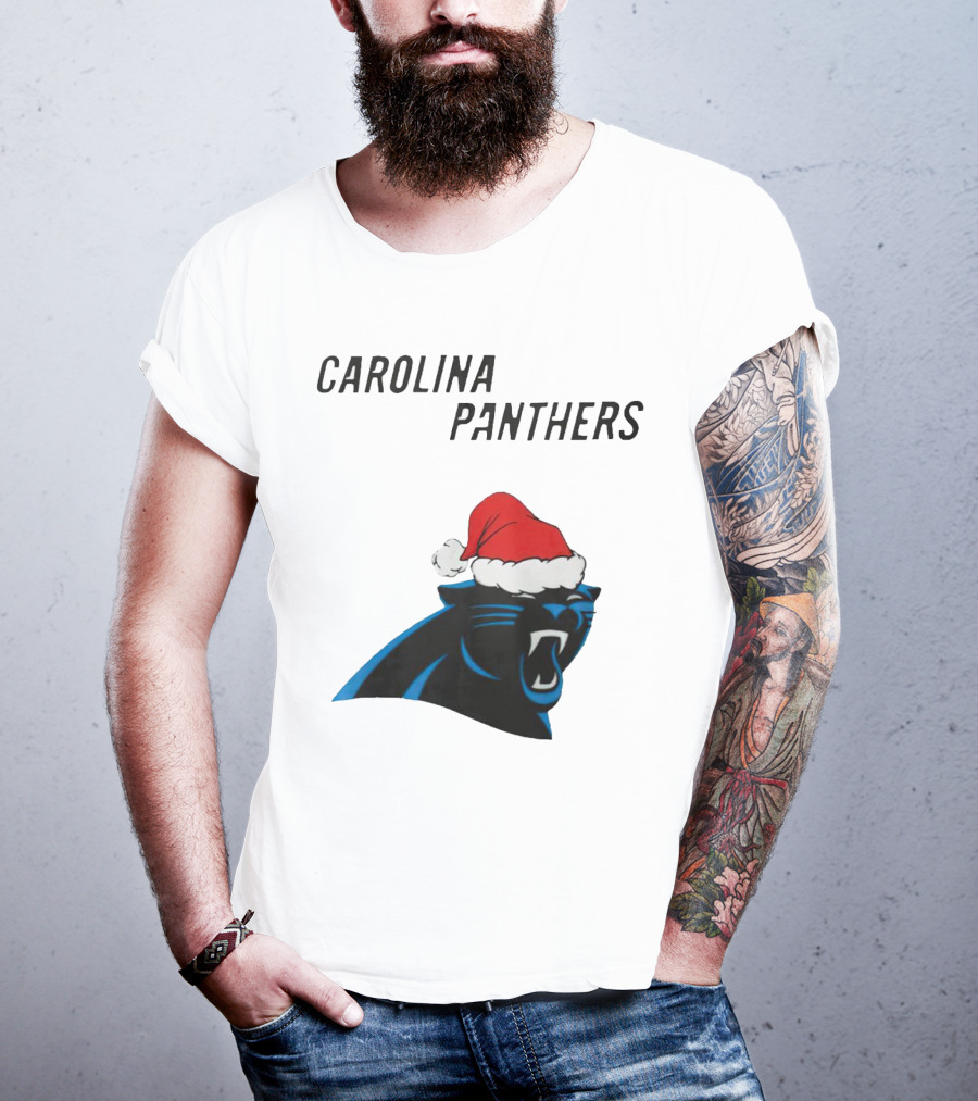 Carolina Panthers Christmas Santa Hat T-Shirt