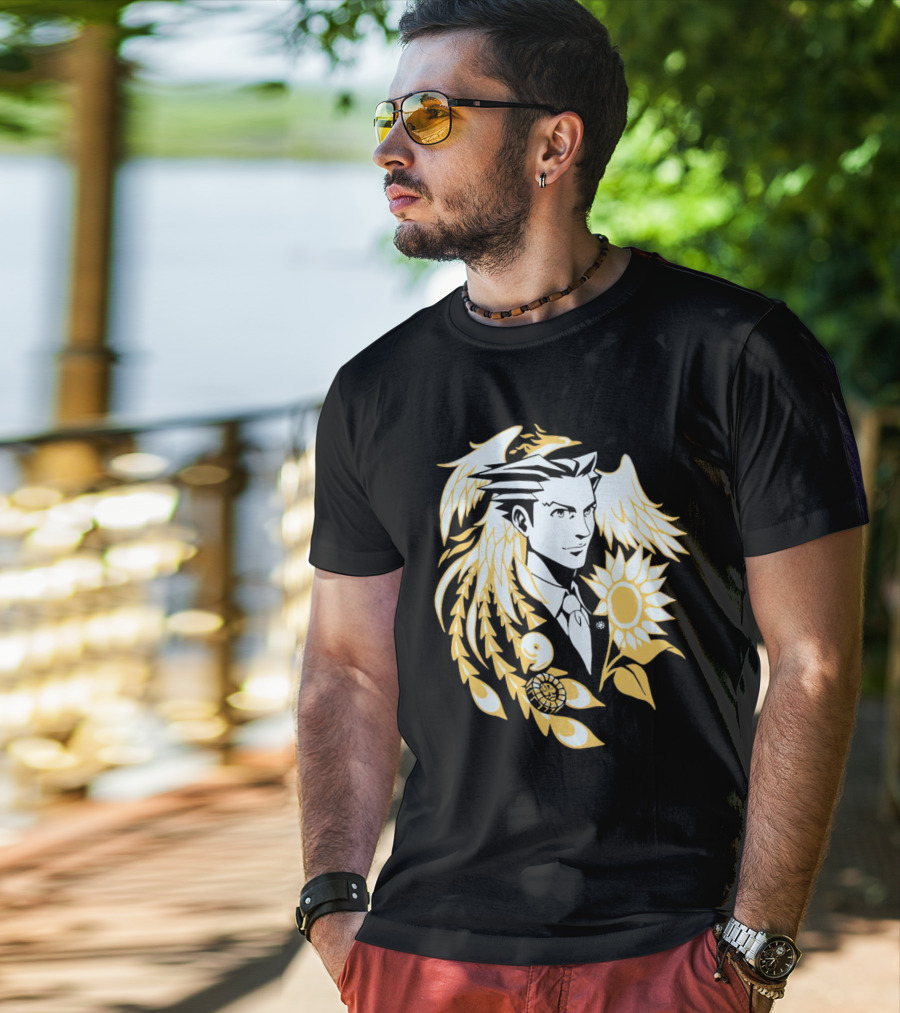 Fangamer Barbed Headed Attorney Phoenix Wright Sunflowers Wings T-Shirt
