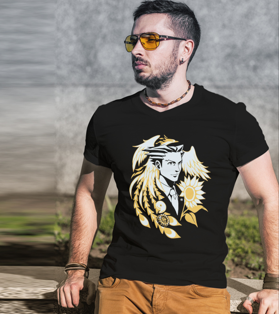 Fangamer Barbed Headed Attorney Phoenix Wright Sunflowers Wings T-Shirt