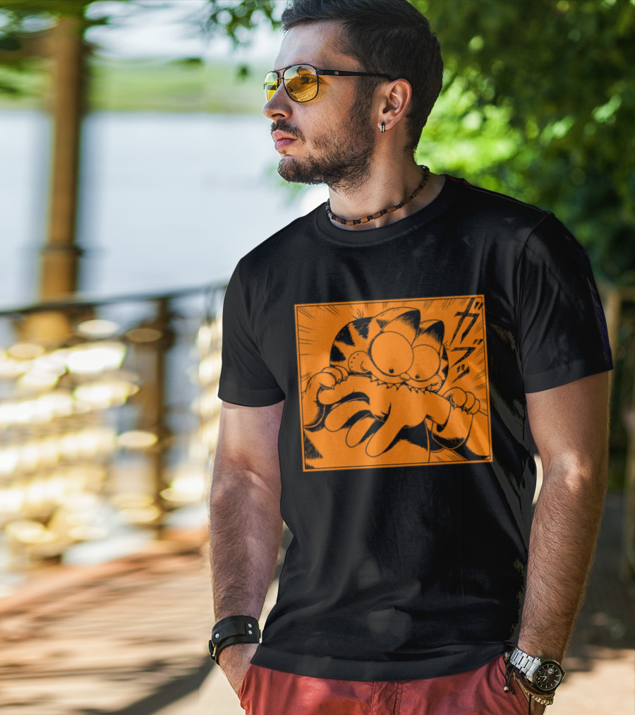 Garfield Manga Style Bite Hand Comic Panel T-Shirt