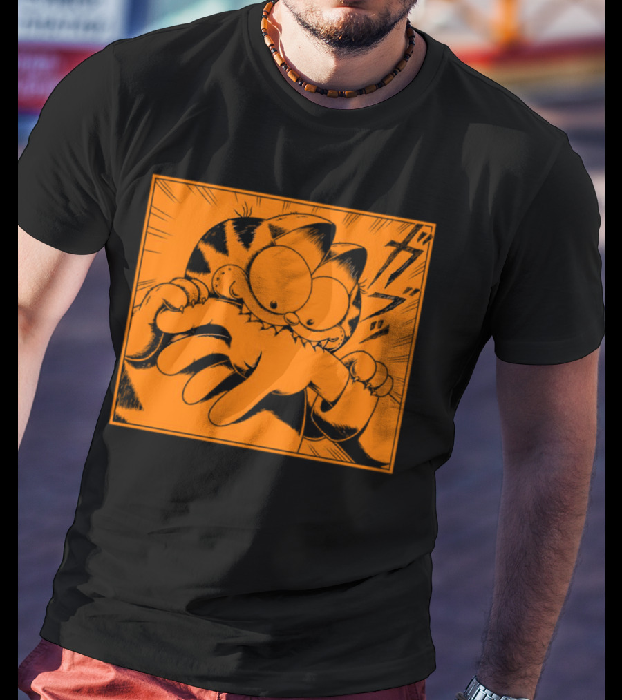 Garfield Manga Style Bite Hand Comic Panel T-Shirt