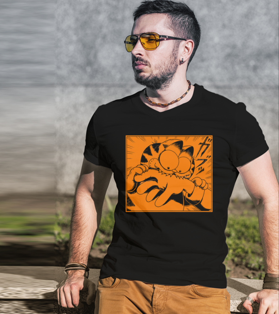 Garfield Manga Style Bite Hand Comic Panel T-Shirt