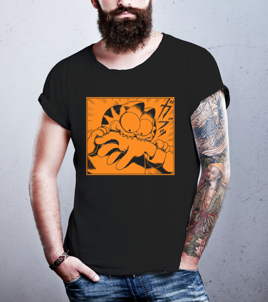Garfield Manga Style Bite Hand Comic Panel T-Shirt