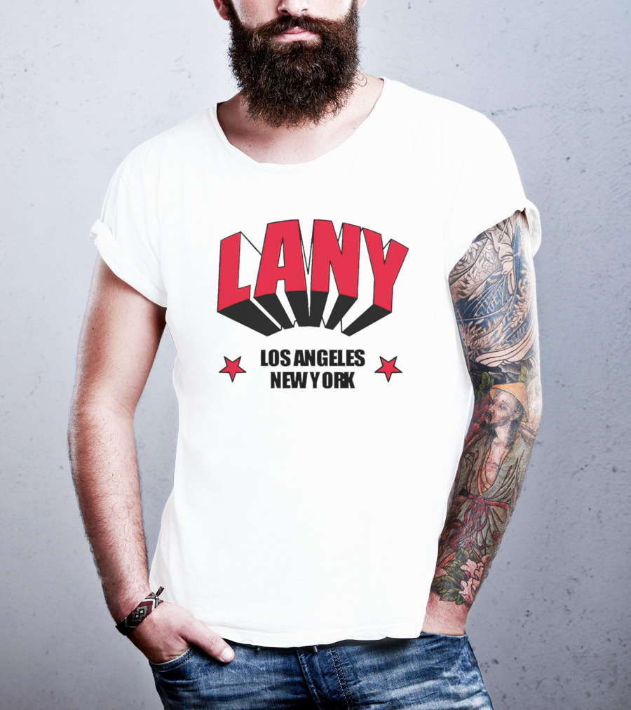 LANY Los Angeles New York Bold Red Stars T-Shirt