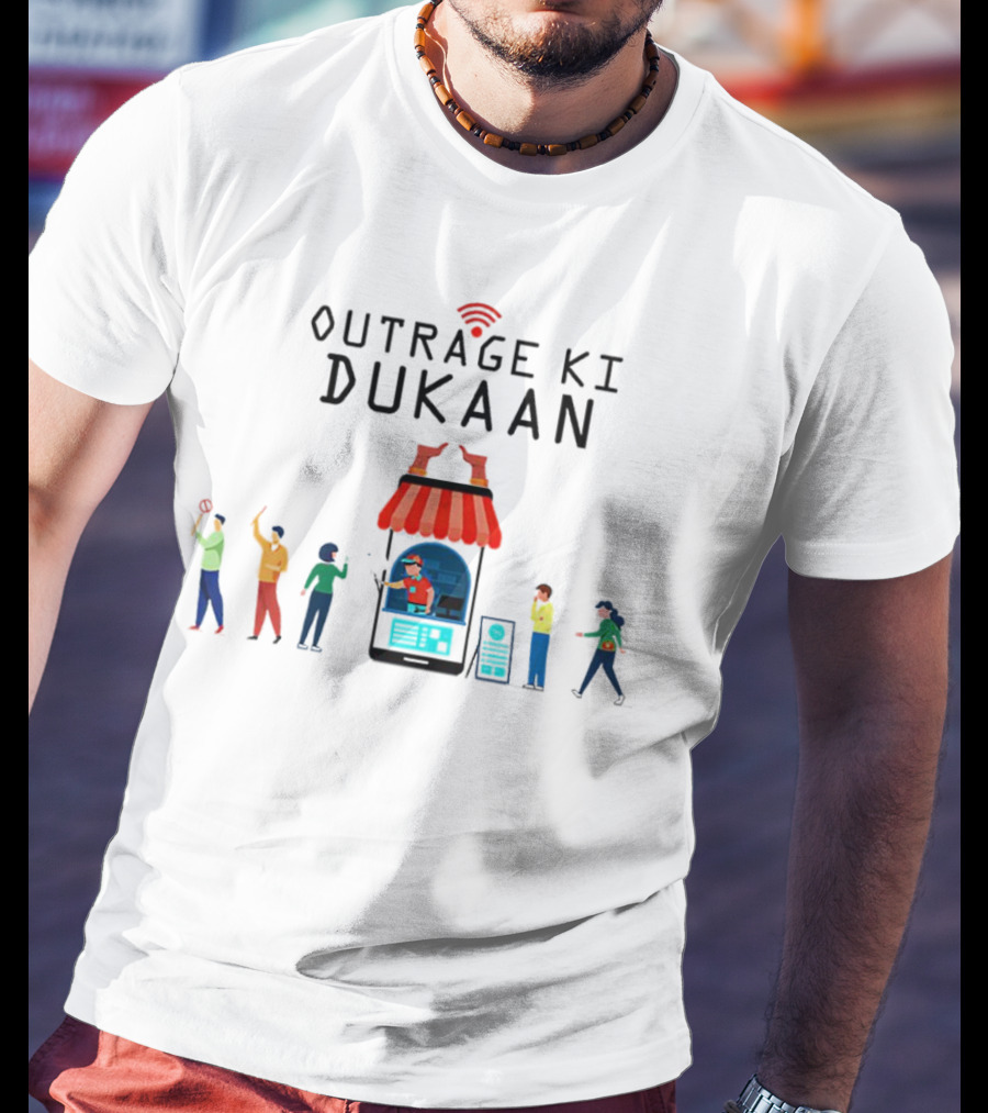 Outrage Ki Dukaan Social Media Critique Cartoon Display T-Shirt