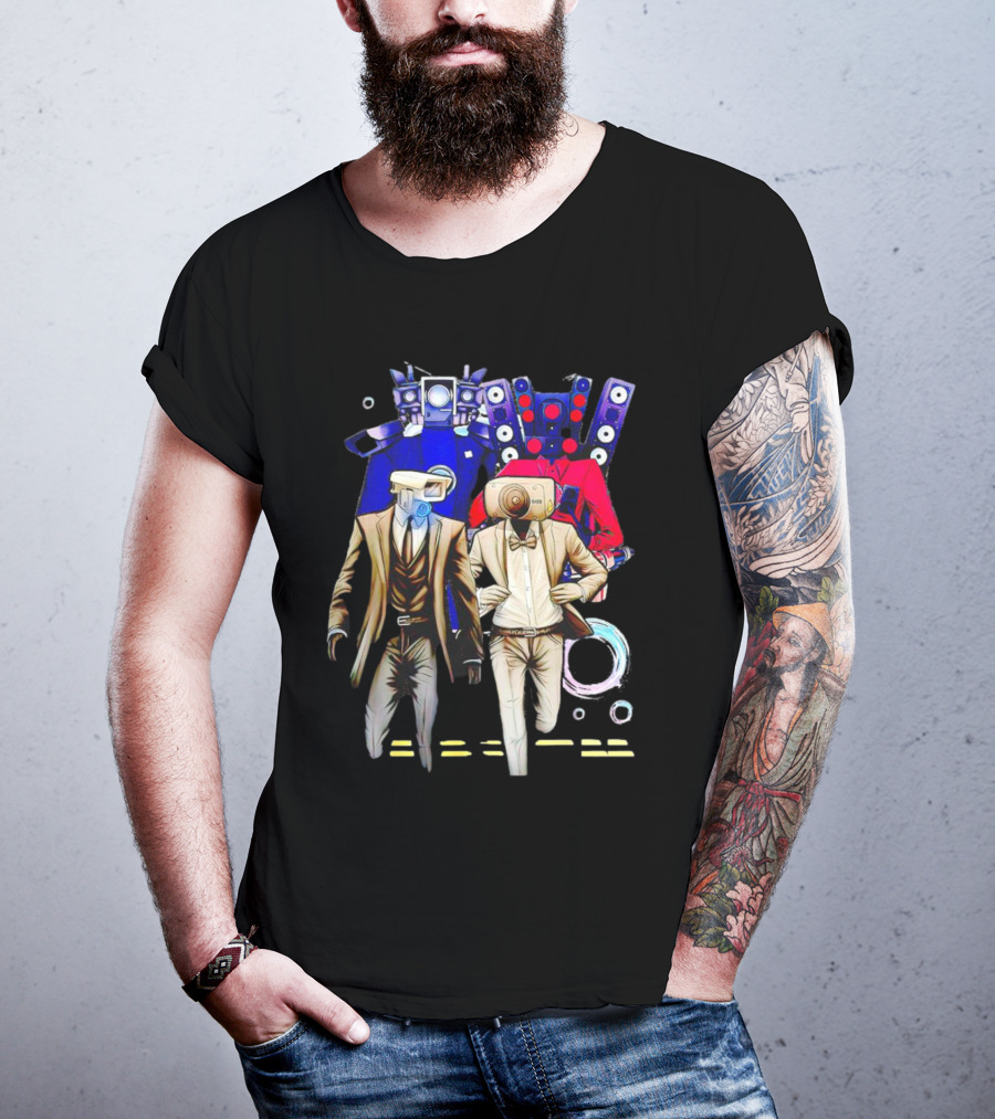 Cameraman Speakerman TVman Skibidi Toilet Character Compilation T-Shirt
