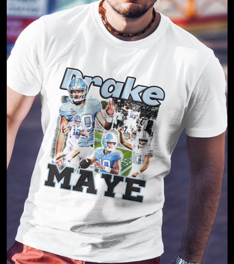 Drake Maye North Carolina Tar Heels Football Quarterback Action Collage T-Shirt