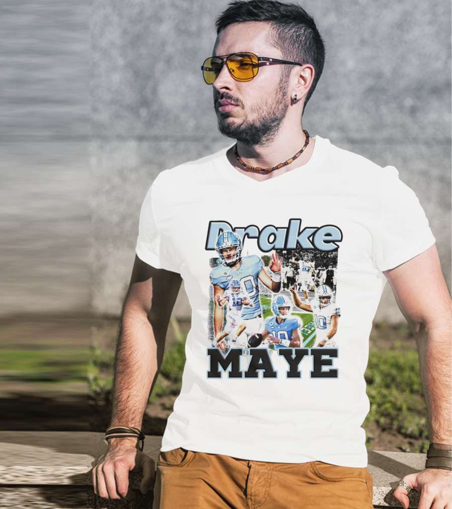 Drake Maye North Carolina Tar Heels Football Quarterback Action Collage T-Shirt