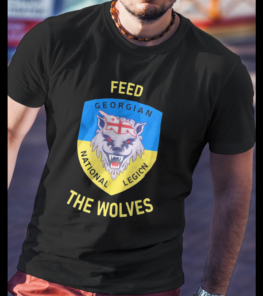 Feed The Wolves Georgian National Legion Wolf Badge With Flag Elements T-Shirt