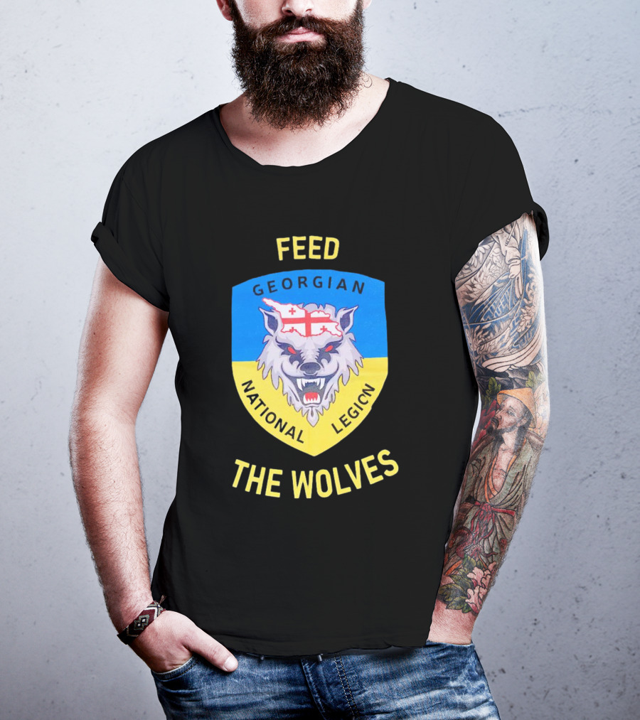 Feed The Wolves Georgian National Legion Wolf Badge With Flag Elements T-Shirt