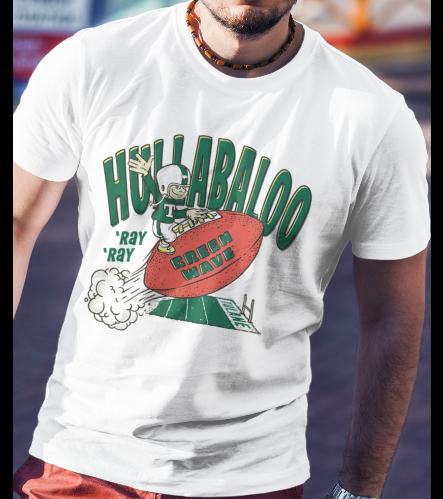 Hullabaloo Ray Ray Tulane Green Wave Football Player Riding Ball T-Shirt