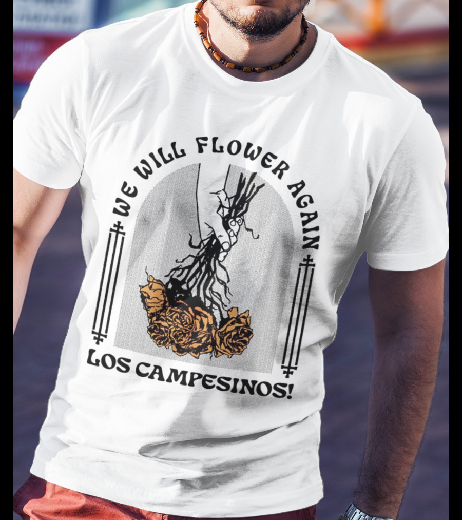 We Will Flower Again Los Campesinos Hand Holding Orange Roses T-Shirt