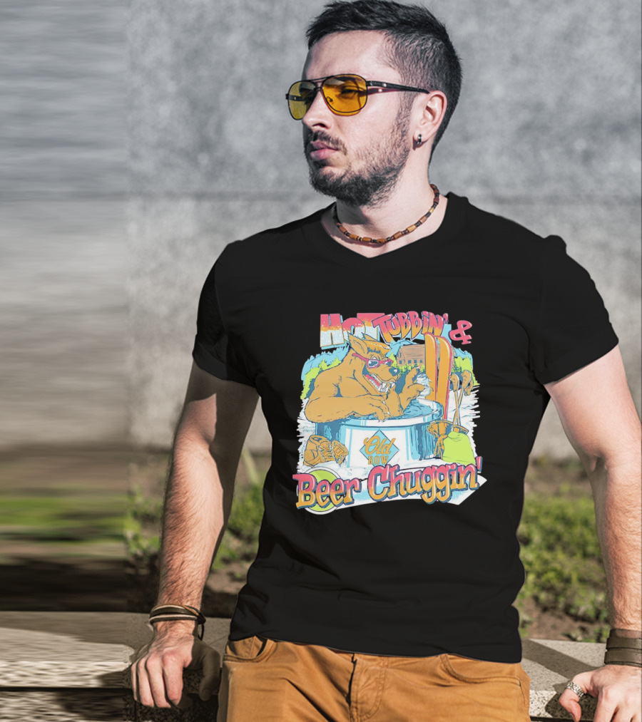 Old Row Hot Tubbin’ And Beer Chuggin’ Wolf T-Shirt