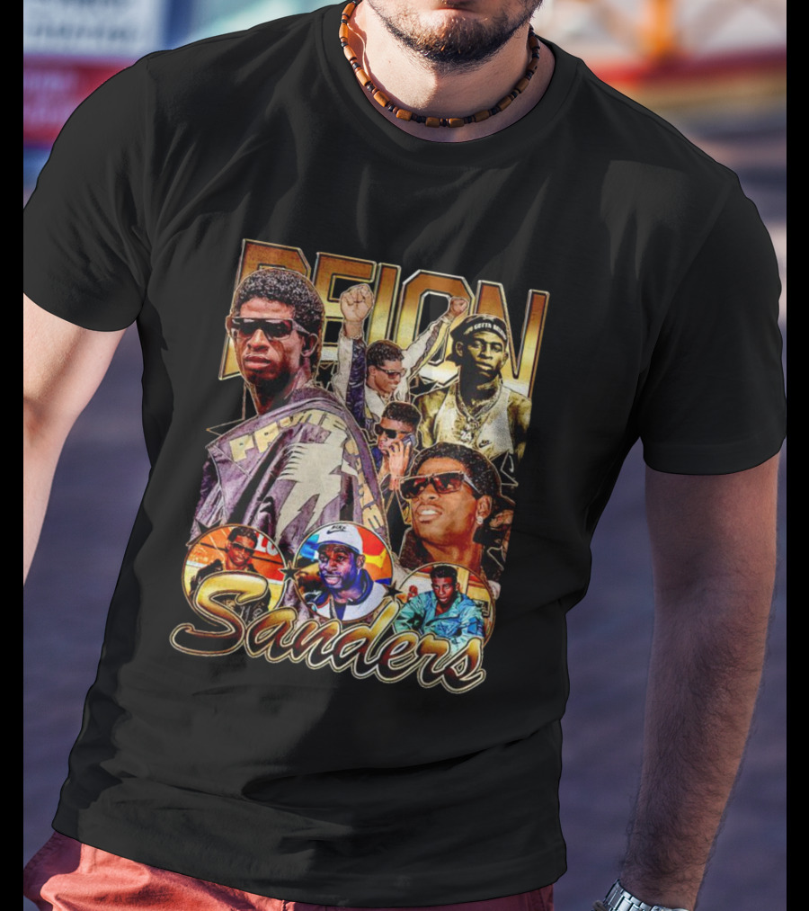 Deion Sanders Prime Time Vintage Collage With Multiple Portraits T-Shirt
