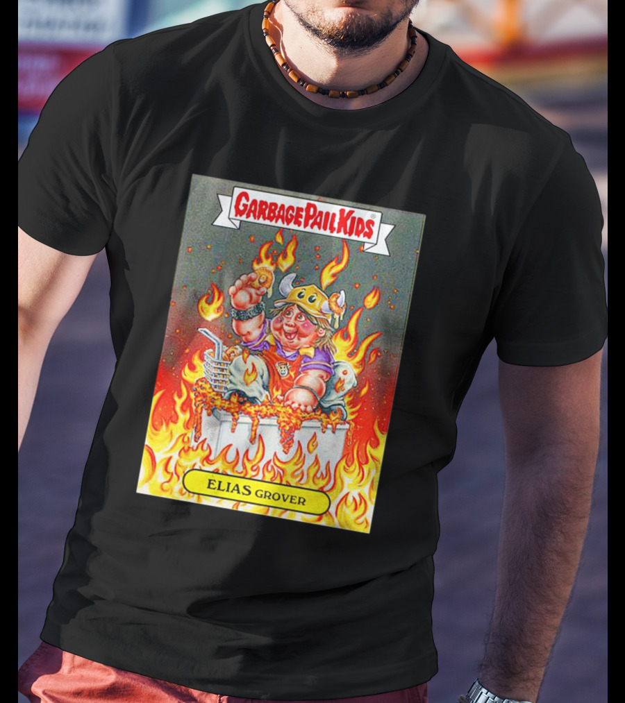 Garbage Pail Kids Elias Grover Viking Costume In Flames T-Shirt