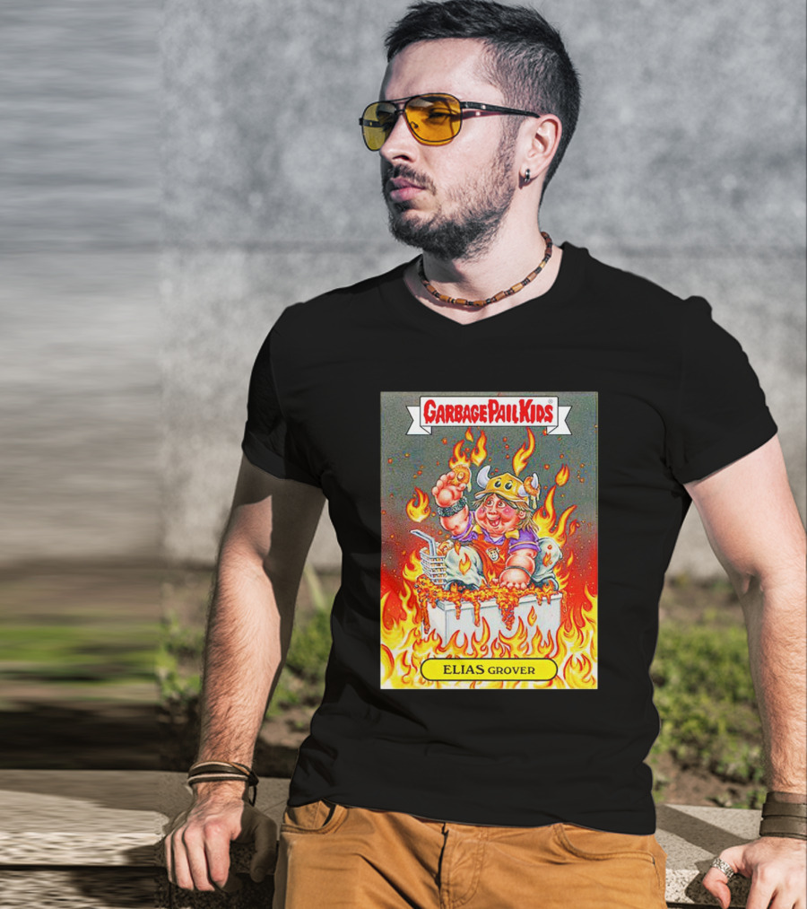 Garbage Pail Kids Elias Grover Viking Costume In Flames T-Shirt