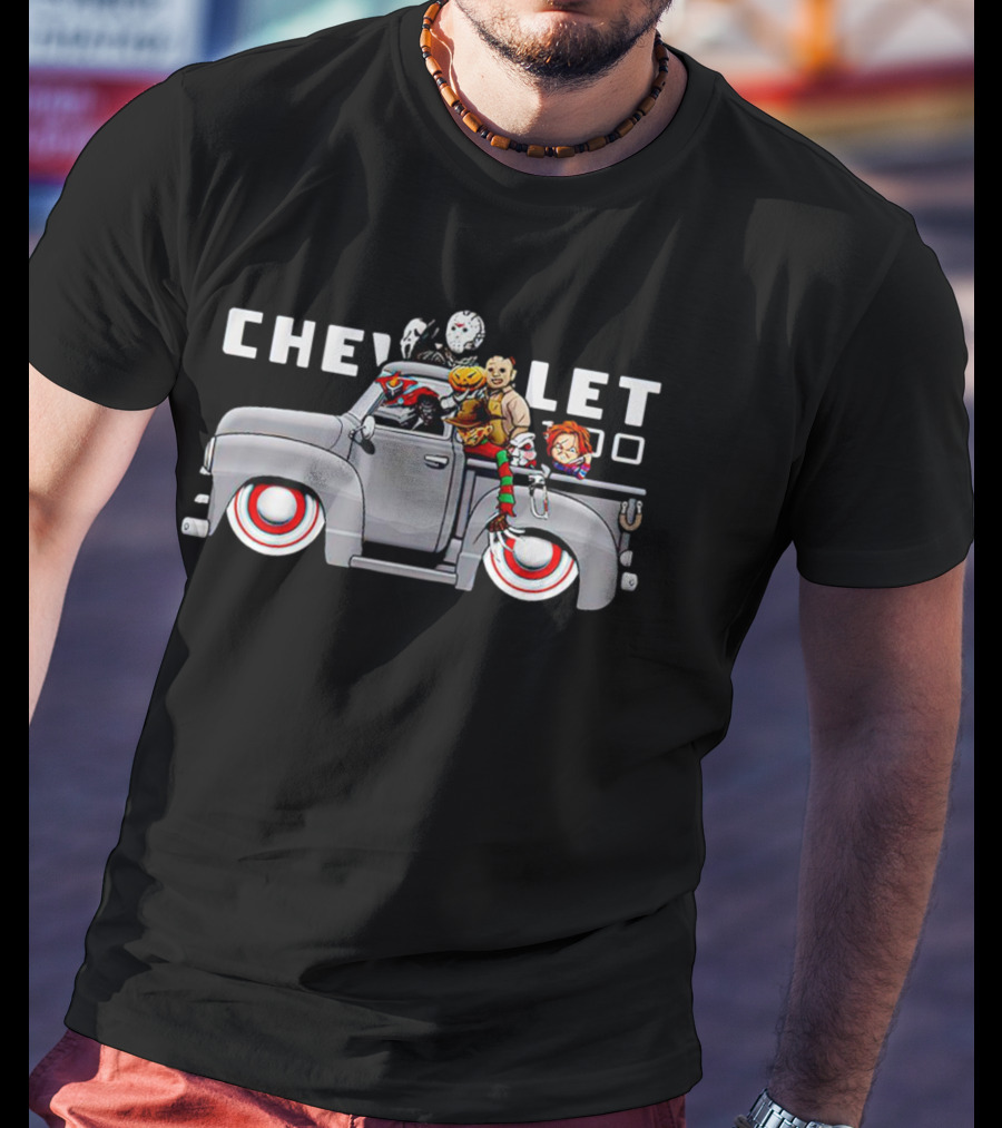 Chevrolet Truck With Horror Movie Characters T-Shirt