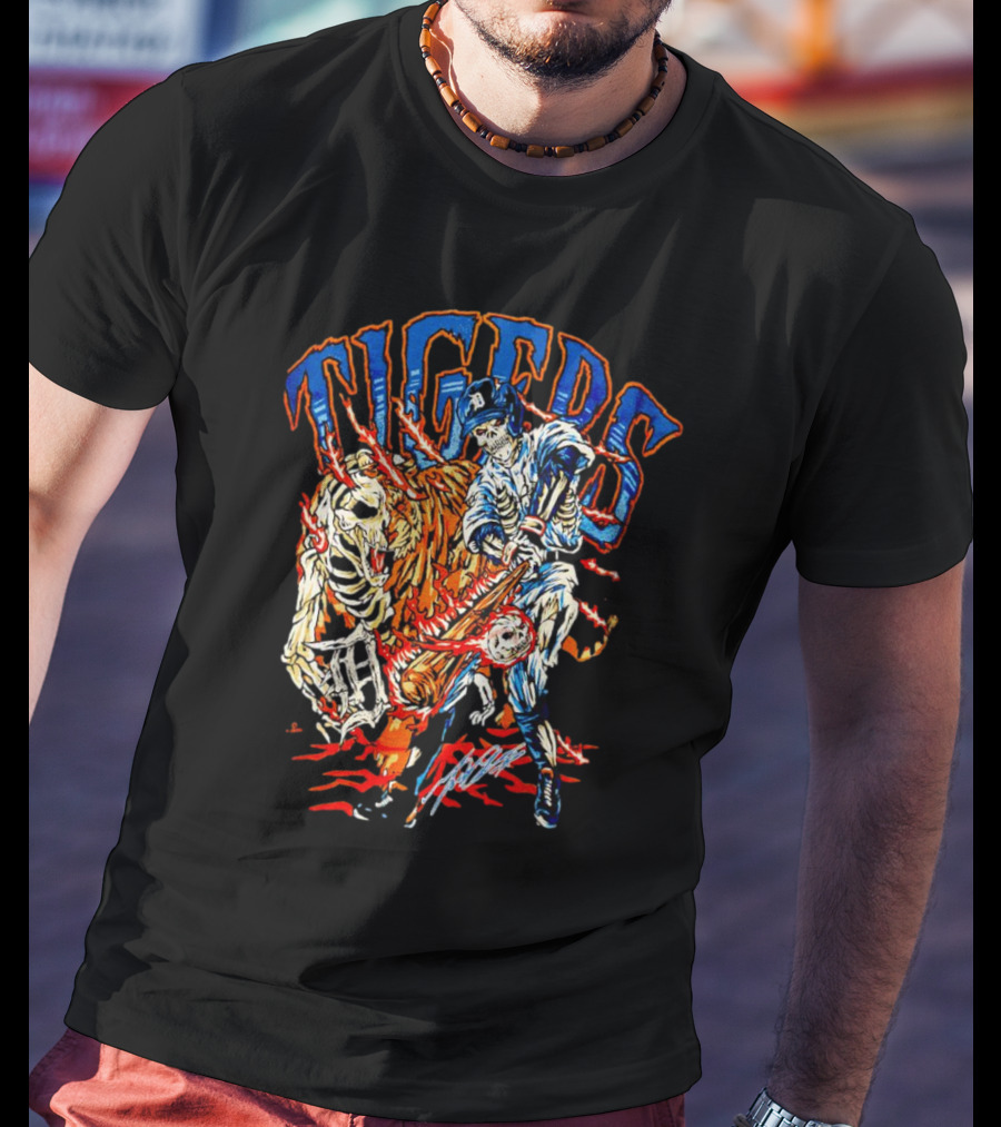Tigers Miguel Cabrera Skeleton Signature T-Shirt