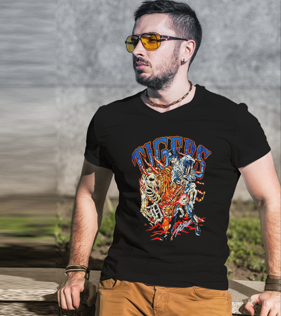 Tigers Miguel Cabrera Skeleton Signature T-Shirt