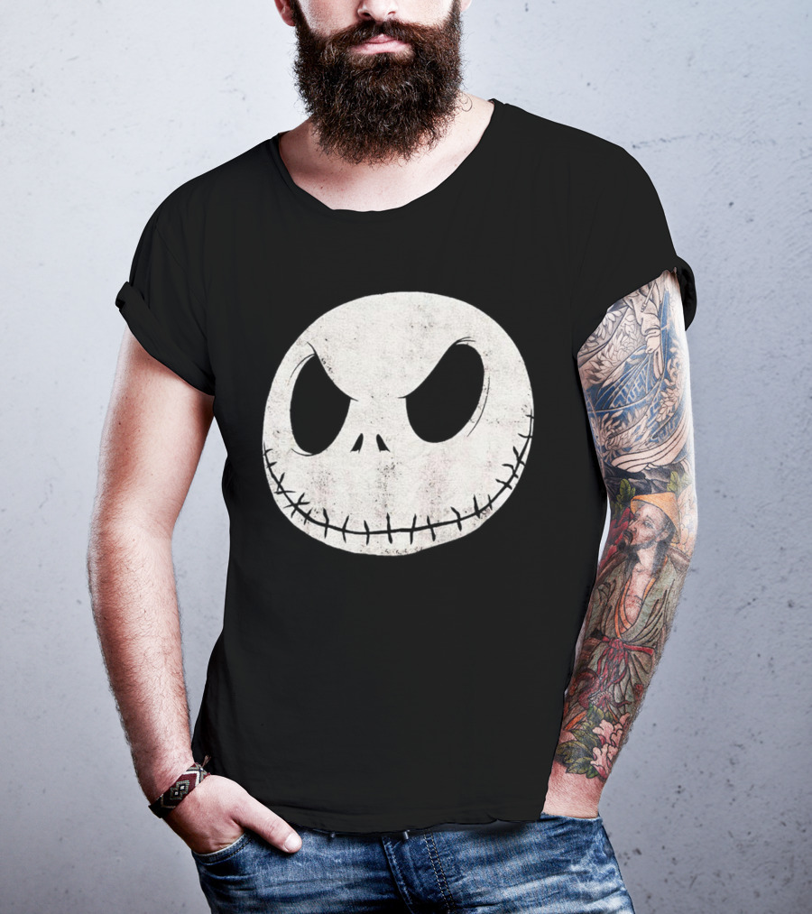 Disney Nightmare Before Christmas Jack Skellington Face Iconic Character T-Shirt