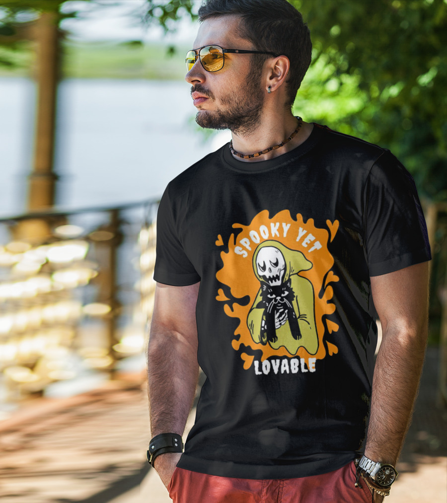 Spooky Yet Lovable Ghost And Cat T-Shirt