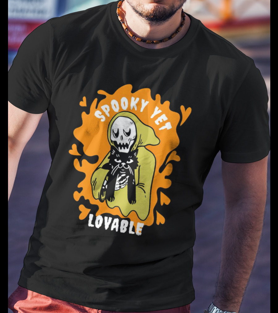 Spooky Yet Lovable Ghost And Cat T-Shirt