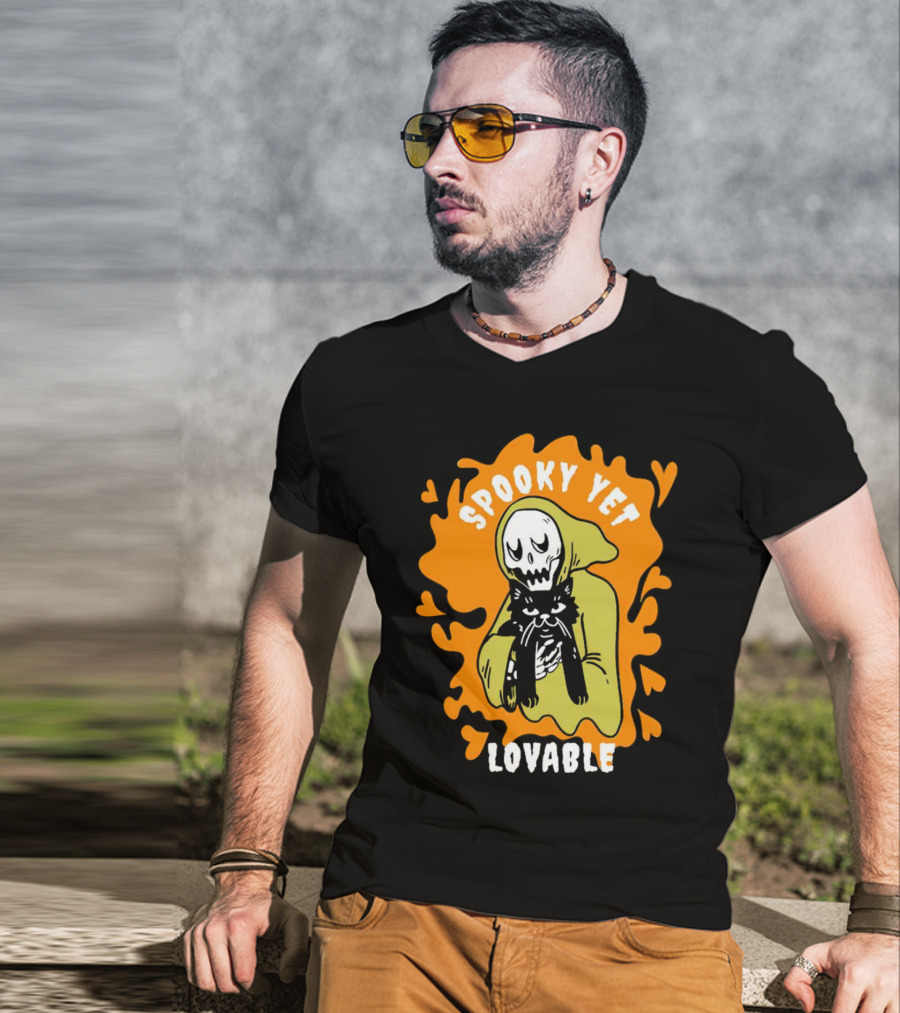 Spooky Yet Lovable Ghost And Cat T-Shirt