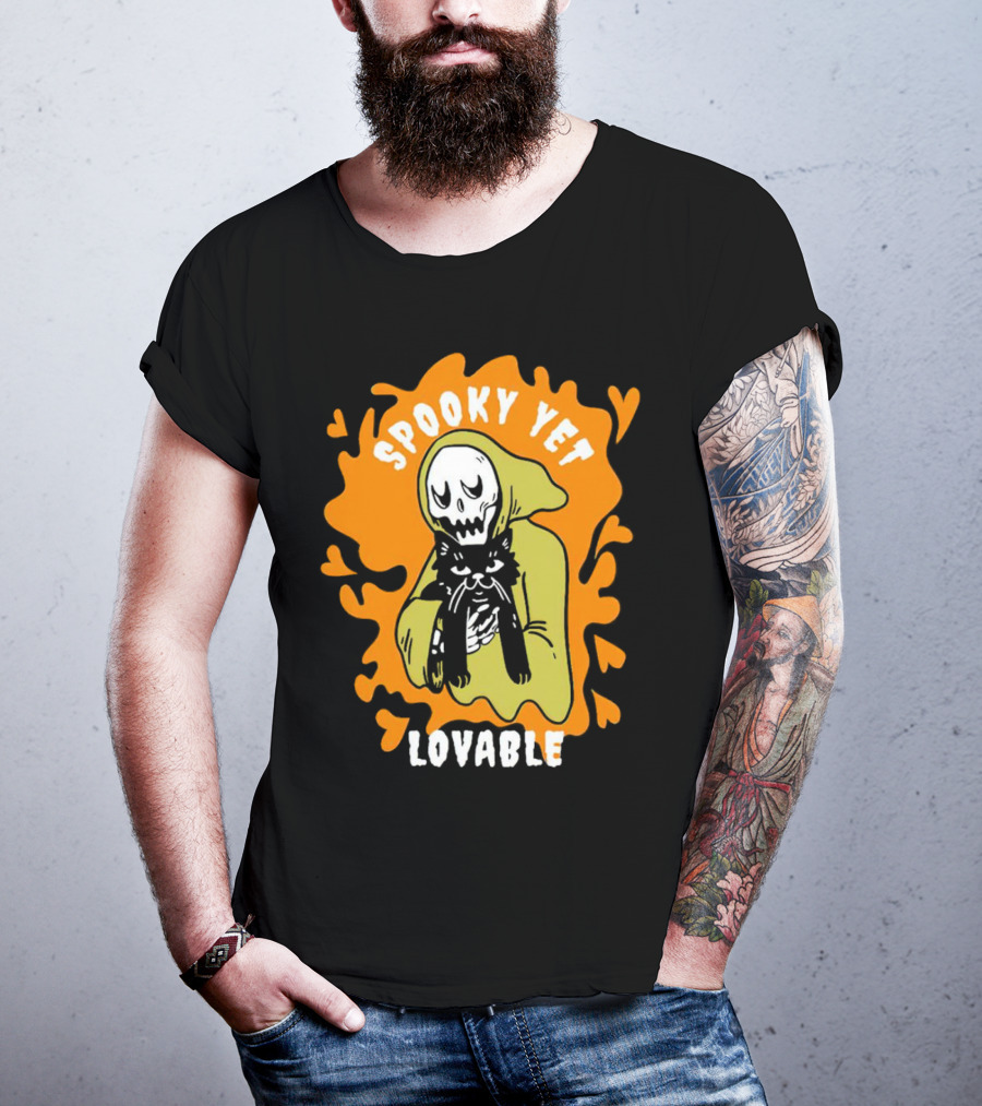Spooky Yet Lovable Ghost And Cat T-Shirt