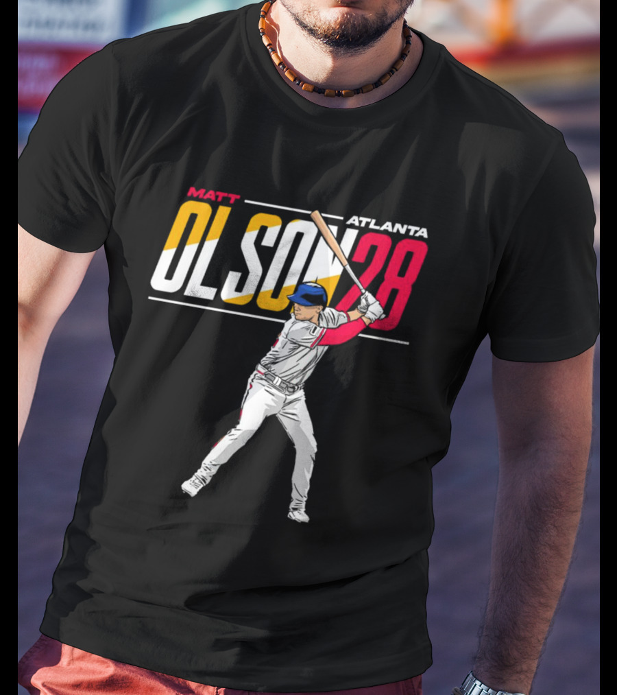 Matt Olson Atlanta Olson 28 Cartoon Vintage Baseball Batter T-Shirt