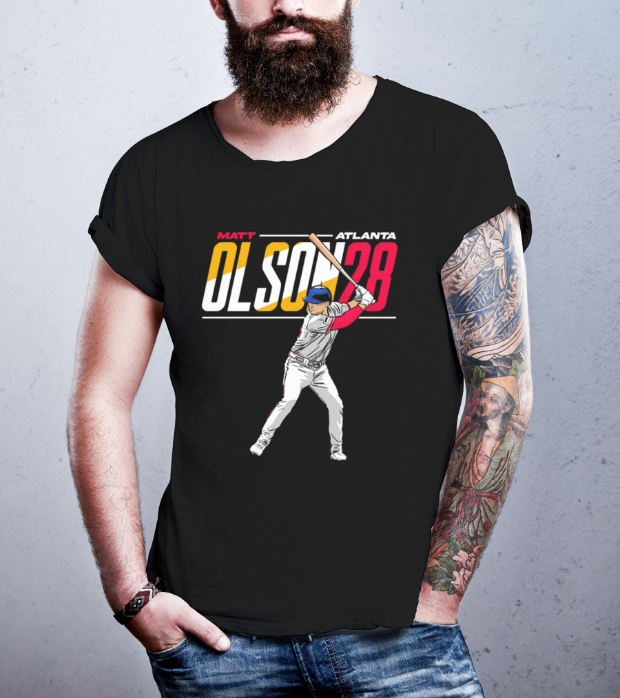Matt Olson Atlanta Olson 28 Cartoon Vintage Baseball Batter T-Shirt