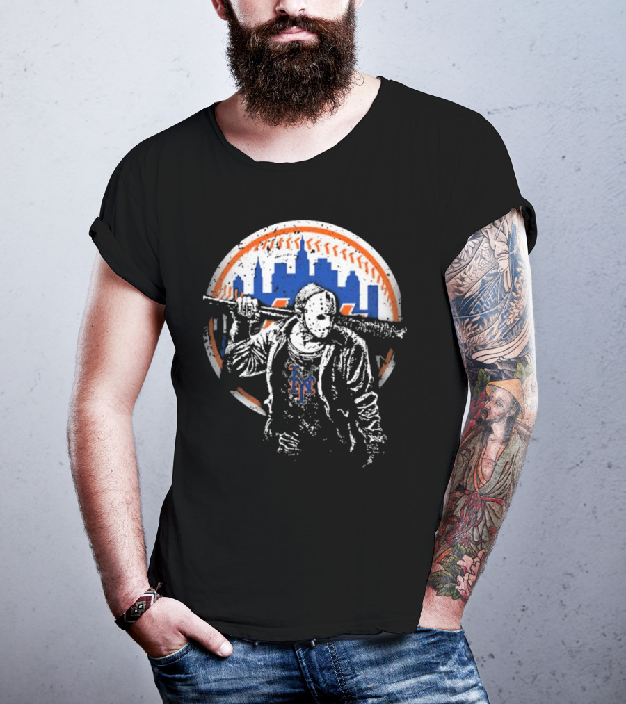 New York Mets Halloween Jason Voorhees Baseball Crossover T-Shirt