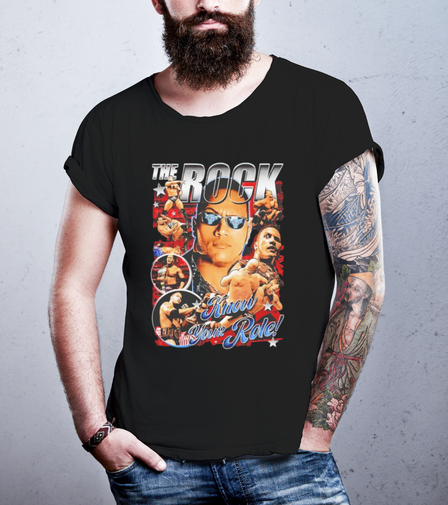 The Rock Know Your Role WWF WCW AEW ECW Pro Wrestling T-Shirt